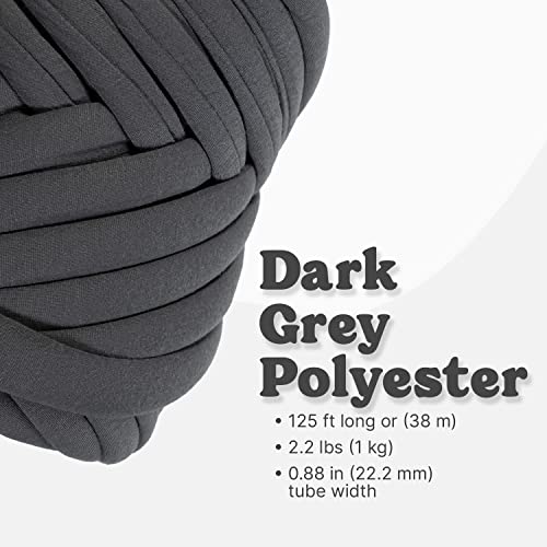 DIY, 2.2 LBS of Soft Polyester Bulky Yarn for Hand Knitting Blanket, Pillow, Handbag, Dark Grey, 41.5 Yards, Arm Knitting Yarn for Chunky Braided Knot Throw Blanket, Weave Craft Crochet - color: Dark Grey (Polyester)