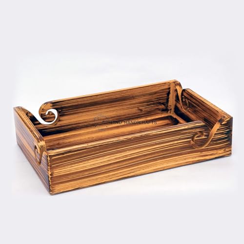 Solid Handmade Crafted Wooden Portable Antique Yarn Storage Bowl Tray - Holder for Knitting Crochet Hook Accessories - Multipurpose Organiser (Teak Yellow, 12" x 8" x 2.5") - color: Teak Yellow
