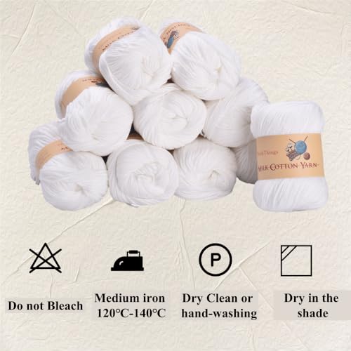 Acrylic Yarn for Crocheting Bulk, DIY Knitting Pure White Yarns, 6PLY 10Balls 17.6 Ounces Pack, Solid White Crocheting Thread, Beginner-Friendly - color: pure white