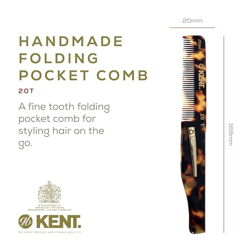 Kent 20T TY Handmade Folding Pocket Comb for Men, Fine Tooth Hair Comb Straightener for Everyday Grooming Styling Hair, Beard or Mustache, Use Dry or with Balms, Saw Cut Hand Polished, Made in England - color: Yellow Tokyo, size: 1 Pack