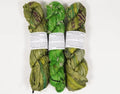 Artisan Recycled Sari Silk Ribbon Yarn - 300g (3 x 100g Skeins) | Handmade Upcycled Silk Strips for Crochet, Macramé, Weaving, Rug Hooking & Mixed Media Crafts | Green - color: Green