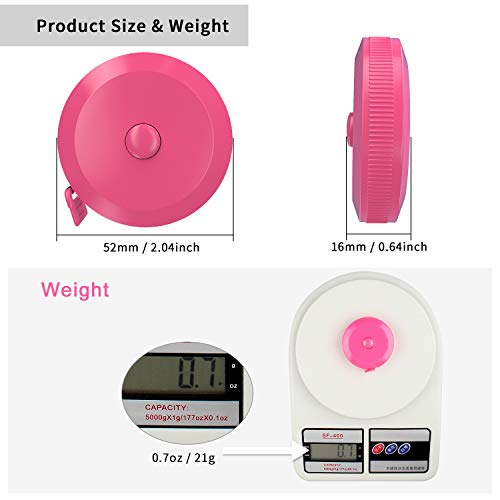 DiCUNO 3-Pack Soft Retractable Measuring Tape, 60-Inch 1.5 Meter, Pink | Measuring Tape for Pocket, Body Tailor Sewing Craft Cloth, Medical Nursing, Tape Measure - color: Pink*3pcs