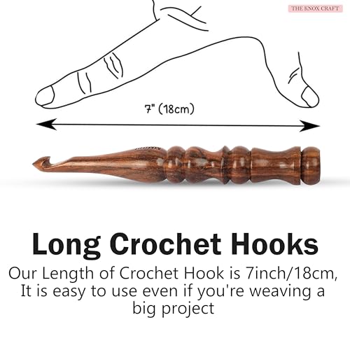 THE KNOX CRAFT Crochet Hook Set – Wooden Ergonomic Hooks for Crocheting Yarn (4mm to 10mm), Soft Grip Crochet Needles, Knitting & Crochet Gift for Beginners (Set of 7) - size: (4mm to 10mm)