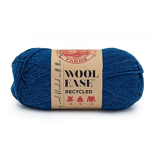 Lion Brand Yarn, Wool-Ease Recycled Crochet Yarn, Royal Blue, 1 Pack | Recycled Worsted Weight Wool Acrylic Blend Knit & Crochet Fiber for Warm Blankets, Cozy Sweaters, Fall & Winter Hats - color: Royal Blue, size: 1 Pack