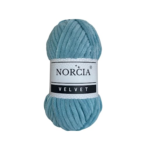Soft Velvet Chenille Yarn for Crocheting & Knitting - Super Bulky 100g (74.3 yds) Baby Blanket Yarn - Amigurumi & Weaving Craft (Blue, 1 Skein) - color: Blue, size: 1 Skein