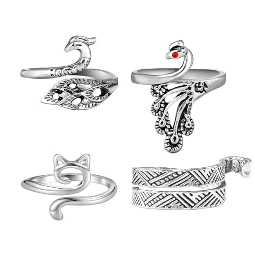 Adjustable Knitting Crochet Loop Ring 4 Pcs Crochet Ring for Finger Yarn Tension Rings Easy Crocheting Hand Knitting Supplies for Crochet Work for Women