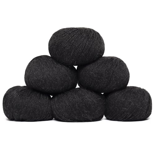 100% Baby Alpaca Yarn 6 Skeins 300g DK Weight Knitting Crochet Ch. Gray | Made in Peru with natural warmth and softness featuring 654yd of premium fiber ideal for scarves shawls sweaters and more - color: Charcoal Gray, size: DK - 6 Skeins