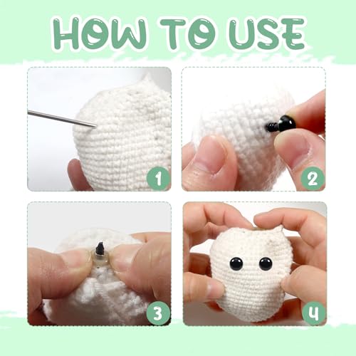 TOAOB 150pcs Safety Eyes for Amigurumis with Washers 6mm to 12mm Plastic Crochet Black Craft Eyes for Crocheting Animals Making