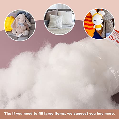 300g/10.58OZ Premium Polyester Fiber, Fiber Fill Stuffing, White High Resilience Fill Fiber for Stuffed Animal Crafts, Pillow Filling and Fiberfill DIY Dolls - size: 300g