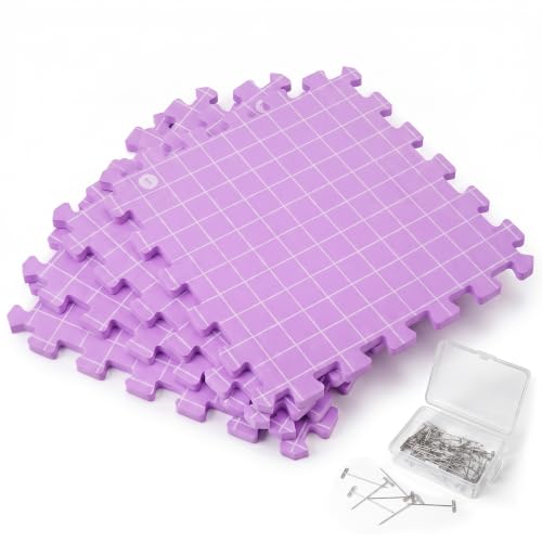 Blocking Mats for Knitting & Crochet Projects, for Knitting & Crochet Projects, Foam Board Design, Includes 50 T-Pins for Yarn Craft Blocking, (12” x 12” 4 Pack)