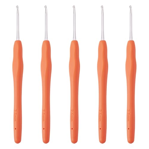 10 pcs Aluminum Crochet Hooks Knitting Needles Pin 2.5mm Random Color Smooth Silicone Handle Crochet Hook Craft Yarn for Beginners Handmade DIY Knitting Scarves Sweater Hat Clothing Accessories - color: Pin 2.5mm