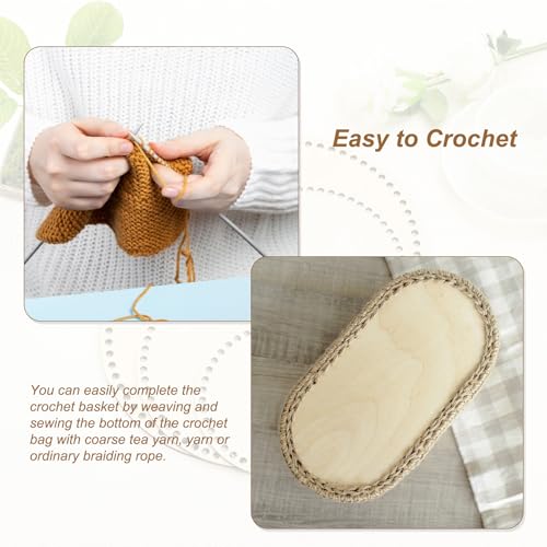 PATIKIL Basket Wood Bottom 8" x 8", Round Natural Wood Base Crochet Bag Shaper for DIY Basket Bag Craft Knitting Making Weaving Supplies, Wooden (Hole: 6mm) - size: 8" x 8"