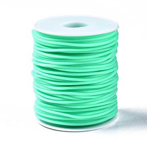 Beadthoven 4mm Hollow Pipe Rubber Tube Cords, 16Yards Barber Cord for Knitting Stitch Holder, Tubing Rubber Cord with Spool for Bracelet Jewelry Making DIY Crafts 2mm Hole - Aquamarine - color: Aquamarine, size: 4mm