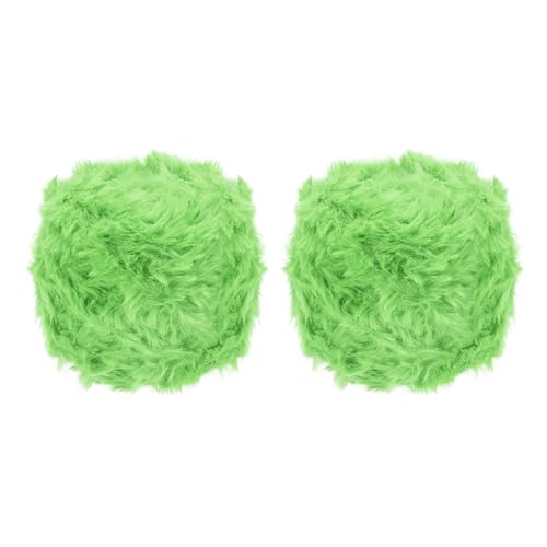 PATIKIL 70 Yards Fur Yarn, 2 Skeins 100 Grams Soft Plush Fluffy Chunky Polyester Faux Fur Eyelash Yarn for Crocheting Hand Knitting Blanket Hats Crochet Crafting, Grass Green - color: Grass Green