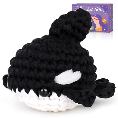 Crochetta Crochet Kit for Beginners, Crochet Starter Kit w Step-by-Step Video Tutorials, Beginner Crochet Kit for Adults Kids Women Men Complete Kit Included (Killer Whale) - color: KillerWhale