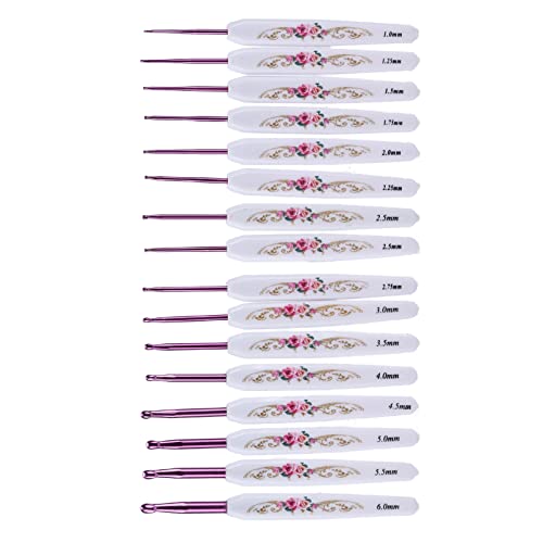 Crochet Hooks Set, 16 PCS Ergonomic Crochet Hooks Set Metal Crochet Hook Set Crochet Hooks Kit with Case Hand Knitting Yarn (Roseate) - color: Roseate