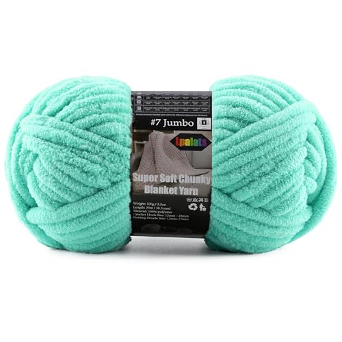 Super Soft Chunky Chenille Yarn for Crocheting & Knitting - 3.52oz/38.2yd per Skein, Ultra Plush Velvet Yarn for Baby Blankets, Amigurumi & Crafts, Aqua, 1 Skein - color: Aqua