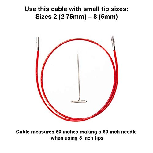 ChiaoGoo Twist Red Cable 50-Inch [L] for Large Circular Needle Tips | Fits US 9-13, [L] Nylon Coated Steel Cables, Memory-Free, Stitch Holder, Compatible with Twist, Spin, Quads, Forte Tips - size: 50 inches, Large US 9-15
