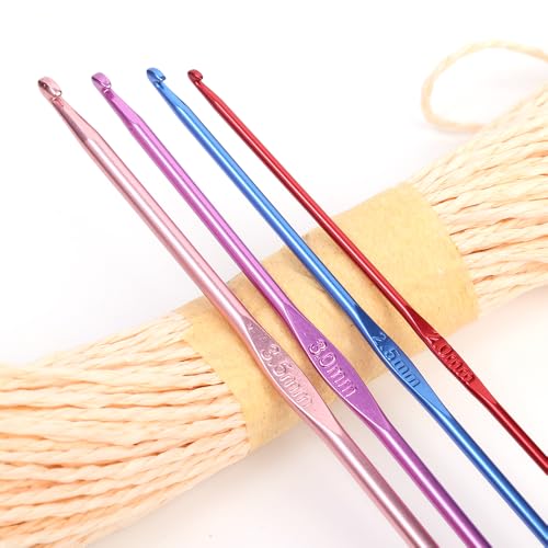 8pcs Colorful Crochet Hook Set Aluminum Handle Knitting Crochet Needles Sweater DIY Hooks Set Metal Sewing Hook Knitting Tool