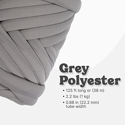 DIY, 2.2 LBS of Soft Polyester Bulky Yarn for Hand Knitting Blanket, Pillow, Handbag, Grey, 41.5 Yards, Arm Knitting Yarn for Chunky Braided Knot Throw Blanket, Weave Craft Crochet - color: Grey (Polyester)