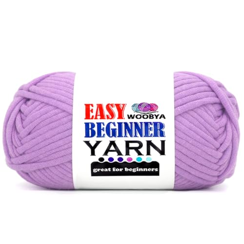 Purple Beginners Crochet Yarn for Crocheting and Knitting with Easy to See Stitches Cotton Nylon Blend Easy Yarn for Beginner Crochet Kit-Purple - color: Purple, size: 1 Pack