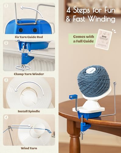 Adhafera Yarn Winder, Ball Winder for Crocheting, Yarn Spinner for Knitting | 4oz, Durable ABS Plastic, Manual, Easy to Use, Quick Install, Protable, The Helper for Yarn Collection Lovers - color: Yarn Winder With Guide