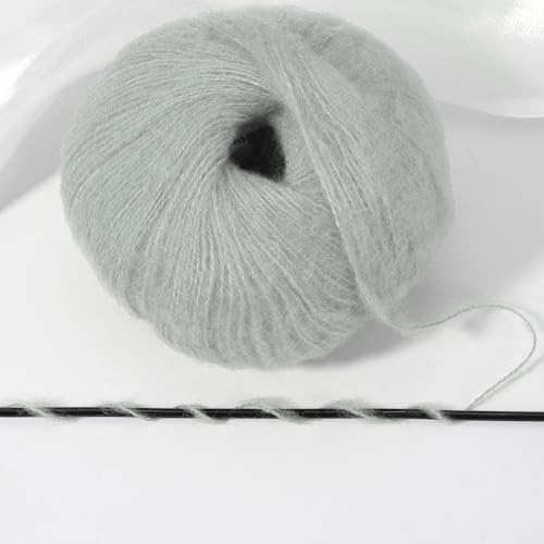 PATIKIL 2 Skeins Mohair Yarn, Soft Yarn Faux Mohair Fuzzy Fur Fine Fluffy Yarns Thin for Crocheting Knitting Sweater Scarf Hat Crafts Blanket Rug, Gray - color: Gray