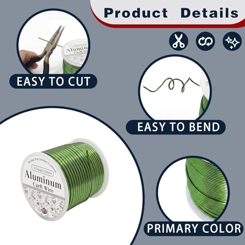 9 Gauge Aluminum Craft Wire Green 40FT 3mm, Jewelry Making, Flexible Bendable Armature Wire for Sculpting, Floral Crafts, Metal Wire Wrapping, DIY Art Projects & Wreath Making - color: Green, size: 9gauge
