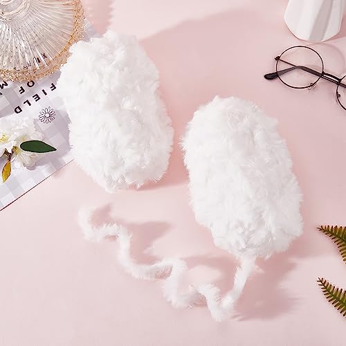 BEEFLYING 2 Roll Skeins Super Soft Fur Yarn Chunky Fluffy Faux Fur Yarn Fluffy Eyelash Yarn for Crochet Knit Blanket Rug Clothes Knitting-2×30m(2×32.8yds,51g×2) - color: White