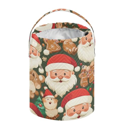 Tatenale Crochet Bag Yarn Bag Knitting Project Bag with Pockets and Handle Portable Yarn Storage Organizer Tangle Free 8.3x11 InchGreen Christmas Santa Claus and Cookies16 - color: Green Christmas Santa Claus and Cookies16