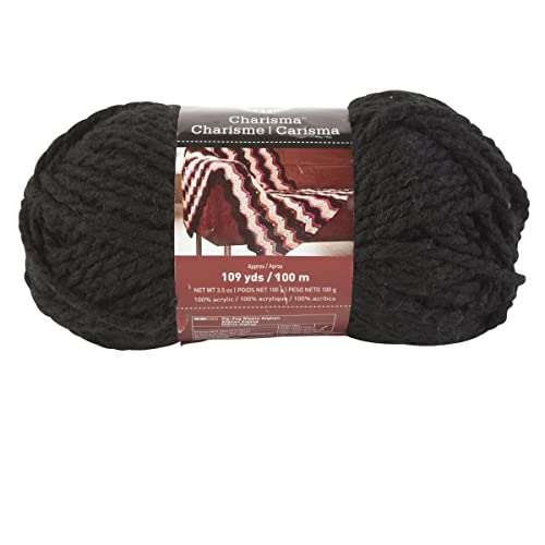 Loops & Threads Charisma Yarn - Multicolor Yarn for Knitting, Crochet, Weaving, Arts & Crafts - Black, Bulk 6 Pack - color: Black