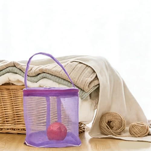 Mesh Crochet Bag Organizer, Large Capacity Yarn Storage Holder for Knitting and Crocheting, Purple - color: purple