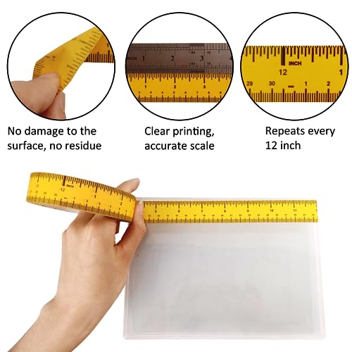 EDSRDRUS 2 Pack Ruler Tape 1/2, 1 inch No Gap Masking Tape Measure, Repeating 12inch Imprint Adhesive Tape Measure, No Residue & Waterproof Ruler Tape for Painting, Sewing & DIY (White) - color: White, size: No Gap - (1/2in+1in) * 45Yard