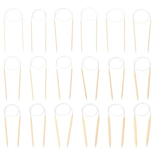 HARFINGTON 18Pcs US Size 0-15 (2-10 mm) Circular Knitting Needles, 24 Inch / 60 cm Round Wooden Needle for Handmade Projects DIY Knitting Blankets Socks Hats Sweaters - size: US Size 0-15 x 24 Inch