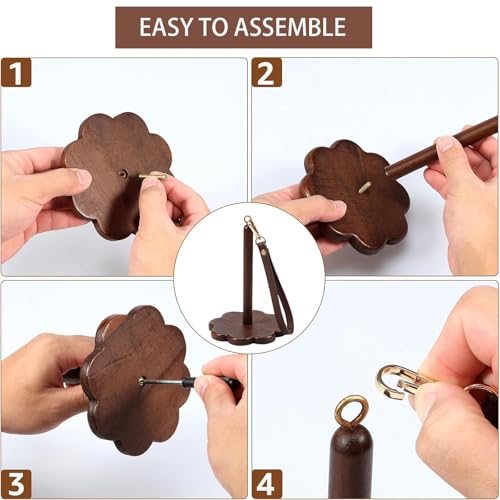 Portable Wrist Yarn Holder for Crocheting and Knitting, Wooden Yarn Ball Minder with Leather Strap, Yarn Spinner Stand for Yarn Storage and Organizer, Crochet Accessories for Beginners and Experts - color: A