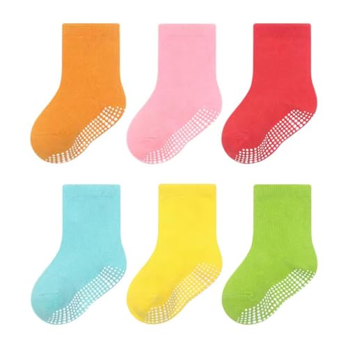 COUVER Baby Non Slip Grip Ankle Socks with Non Skid Soles for Infants Toddlers Kids Boys Girls - color: Girls Plain, size: 1-3T