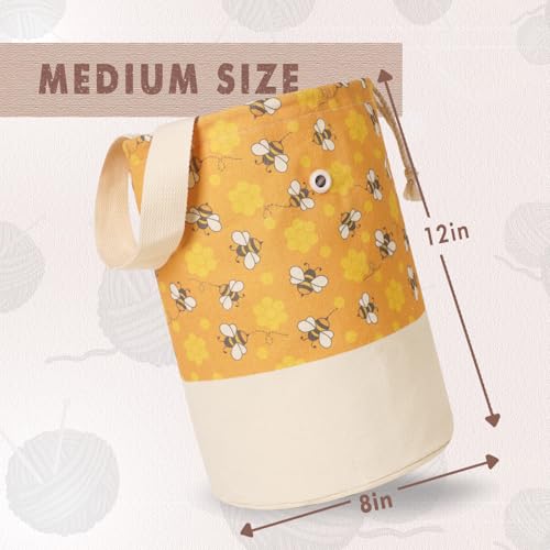 Yarn Bag, Knitting Crochet Bag, Portable Yarn Storage Bags Organizer for Crocheting Project, Store Skein Ball, Short Knitting Needle (Medium, Bees) - color: Bees, size: Medium