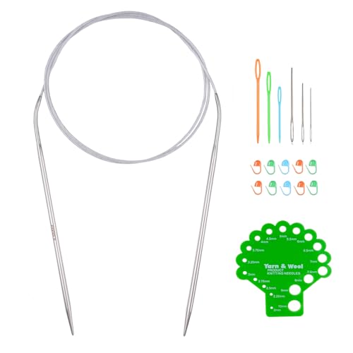 Hobekoee Circular Knitting Needle 40 inch (100cm),Size US 4 (3.5mm) Round Stainless Steel Knitting Needles for Smoothly Knit Blanket,Sweater,Coaster,Socks - size: US 4(3.5mm)