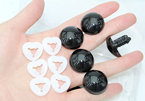 ARTCXC 30pcs 24mm Black Safety Eyes for Crocheting DIY Crafts | Plastic Large Crafts Eyes for Crocheting of Doll, Puppet, Plush Animal Decor,with 30pcs Washers ,Easy to Install Manually - color: Safety eyes