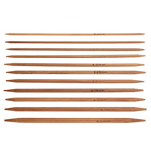 55Pcs Double Pointed Bamboo Knitting Needles Set, 11 Sizes from 2mm to 5mm, for Sweaters, Socks, Hats, DIY Crafts, Beginners