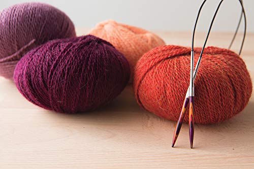 Knit Picks Radiant Wood Short Interchangeable Knitting Needles Set US 4-10 | 7 sizes of 2.75 inch long knitting needles in multicolor, includes cables, end caps, and connectors. - color: Radiant