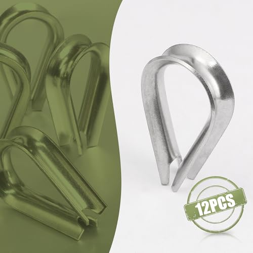 M3 Wire Rope Thimble, 304 Stainless Steel Thimble for 3/32-1/8 Inch Diameter Wire Rope, 12 Pieces - size: M3