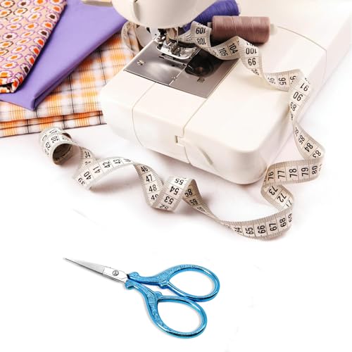 Small Thread Scissors 3.6 inch Stainless Steel Classic Scissors | Embroidery Scissors with Leather Cover Sewing DIY Tools Small Shear for Needlework DIY Craft Thread Cutting Cross Stitch - color: Dark Blue