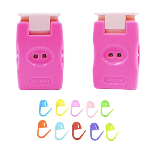 VVZOWW Knitting Tool Manual Counting Device Sweater Pole Crochet Knitting Counter 2PCS Pink - color: Pink