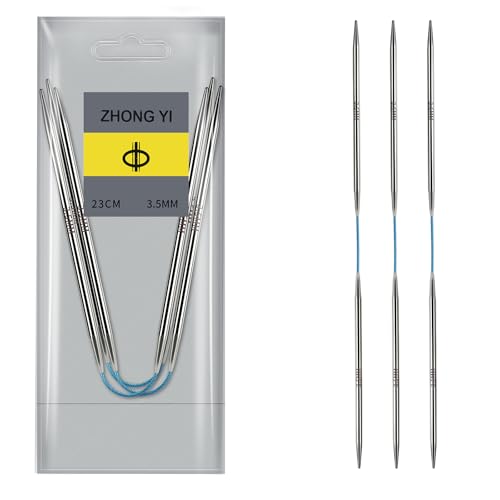 Soosui 3.5mm Circular Knitting Needles US4 |3-Pack 9-inch (23cm) Double-Pointed Flexible Circular Needles, 3cm Cable, Durable and Smooth for Sweaters, Socks, Hats, and Other DIY Knitting Projects. - size: 3.5mm/US4