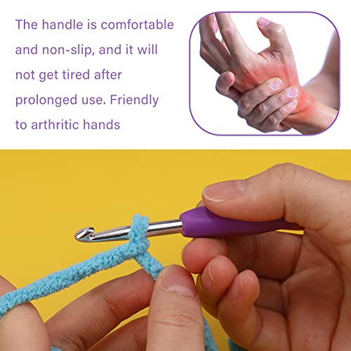 QMNNMA 5 mm Crochet Hook, Ergonomic Crochet Hooks for Arthritic Hands | Crochet Needles for Yarn, Knitting Needles for Beginners, Left-handed People Crocheting Yarn, Good for Making Blankets - size: 5mm