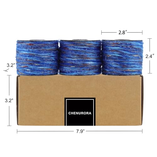 Artisanal Yarn Collection Multifiber Fancy Yarn for Knitting Crocheting Crafts DIY, Set of 3 Rolls(100 Cobalt Blue Velvet Waves) - color: 100 Cobalt Blue Velvet Waves