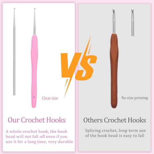 QMNNMA 1.0 mm Crochet Hook, Ergonomic Crochet Hooks for Arthritic Hands | Crochet Needles, Ergonomic Handle for Arthritic Hands, Extra Long Knitting Needles for Beginners and Crocheting Yarn - size: 1.0mm