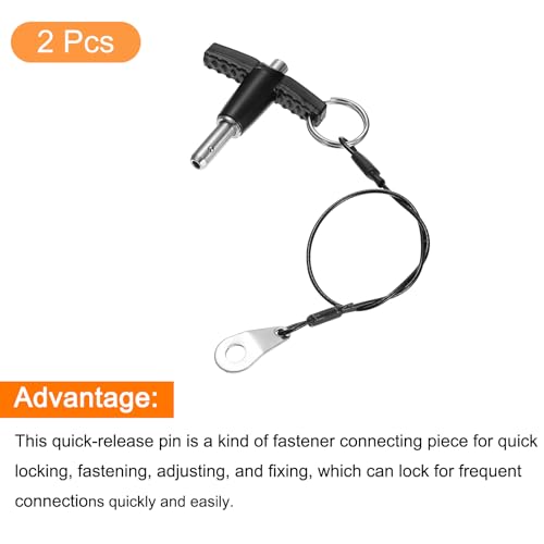 uxcell 2Pcs T Handle Lock Pins, 6mm x 10mm Usage Length Stainless Steel Push-Button Quick Release Pin - size: 6mm x 10mm
