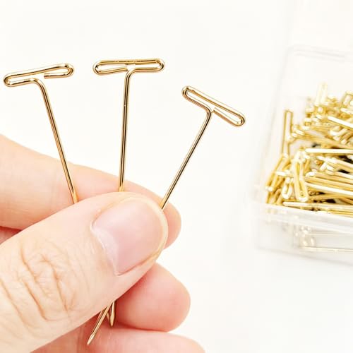 200PCS 2 Inch Gold Stainless Steel T-Pins, Universal Straight Sewing Pins for Wig Styling, Sewing, Quilting, Knitting Blocking, Craft & Office Decoration - color: Gold, size: 2in-200pcs